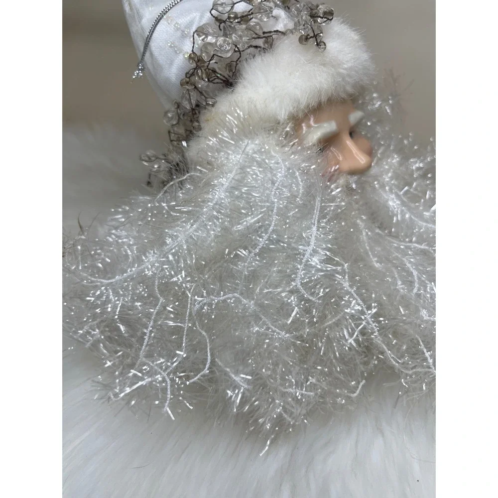 Vintage Dillard's‎ Trimmings Porcelain Santa Head White Hanging Decor With Box